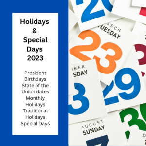 2023 Special Days & Holidays