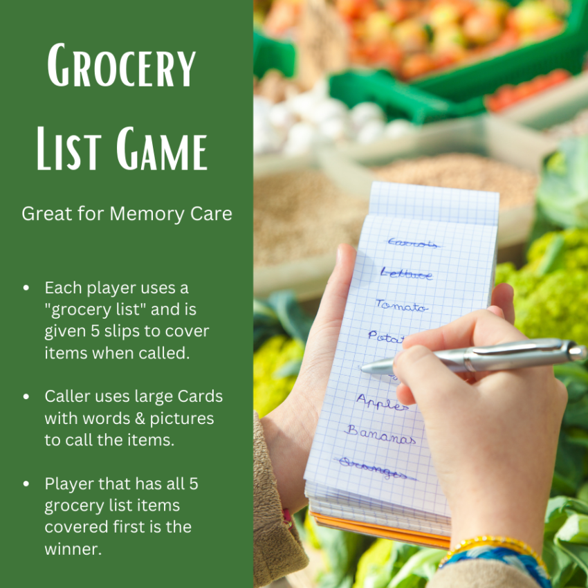 Grocery List Game Activity Helper